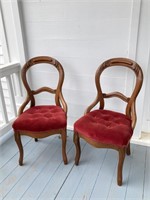 Pair of Wood Carved Balloon Back Side Chairs