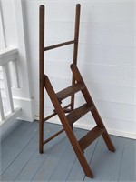 Antique Hand Crafted Pine Folding Library Ladder