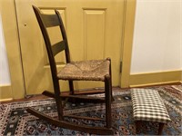 Antique Rocking Chair & Small Footstool