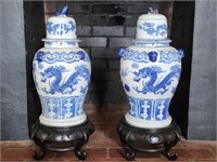 Chinese Export Transfer Ware Lidded Jars