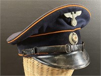 WWII German 3rd Reich Blue Visor Cap, Railway ?