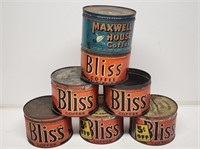 7 Metal Advertising Coffee Cans