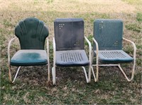 3 Vintage Metal Lawn Chairs