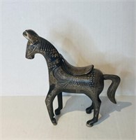 A QAJAR SILVER DAMACINED horse
