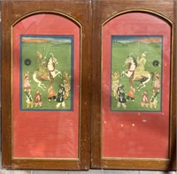 2 antique india hand painting of Mughal Emperor