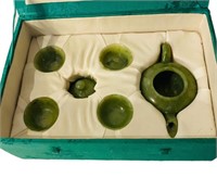 6 pc chinese Jade Miniature Tea Set and Tray