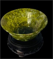 Chinese Green Jade Bowl ,Chinese mottled green
