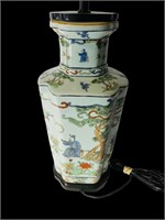 19 th Chinese porcelain lamp FAMILLE ROSE