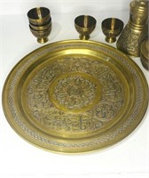 Silver inlaid Islamic Tray, COOFE  Damascus, Syria