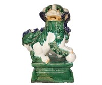 Green and Blue Painted Chinese Ceramic Dragon