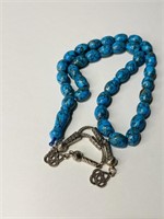 Tasbih  Turquoise Stone Beads w/ silver dangl.