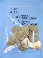 (20) SAQ Dollars - (18) 2000p, (2) 2000d UNC