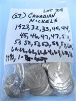 Bag of (27) Canadian Nickels - 1923, 1932, 1933,