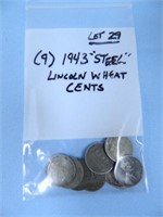 Bag of (9) 1943 Lincoln Cents (Steel)