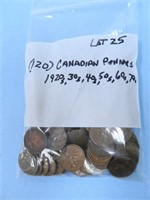 Bag of (120) Canadian Pennies - 1920-1970's