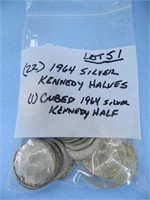 Bag of (22) 1964 Kennedy Halves Silver (1-Cubed)