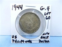 1944 Silver U.S. Philippines Half Dollar