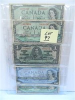 (6) Canadian $1 Bills, (1) Canadian $5 Bill