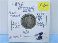 1896 Barber Dime, Repunched Date, F-12