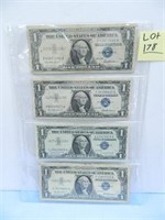 (5) 1957 Series $1 Silver Certificates, Blue Seal