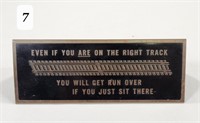 Brass Desk Sign 'On The Right Track'