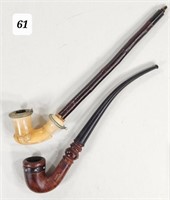 Pair of German Long Stem Smoking Pipes