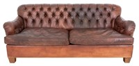 Leather Upholstered Chesterfield Sofa Bed