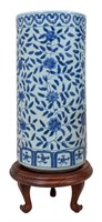 Chinese Blue and White Cylindrical Umbrella Stand