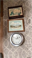 Various pictures and clock