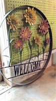Metal flower welcome sign