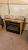 Electric fireplace and rug