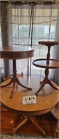 Antique Round Side Table & Pie Crust Table