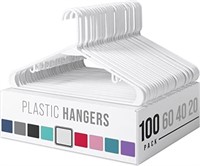 Plastic Clothes Hangers ,100 Pack Heavy Duty white