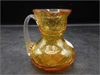 3" Amber Crackle Glass Pitcher