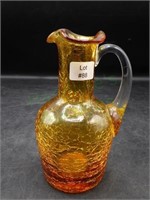 Pilgrim Glass Amber Crackle Mini Pitcher