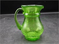 Pilgrim Glass Emerald Green Crackle Glass Pitcher