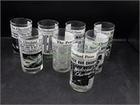 8 Glasses with Cleveland newspaper Articles