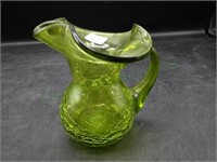 Pilgrim Green Crackel Glass  mini pitcher
