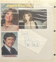 Jane Fonda signed photo album page