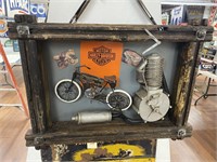 Harley Davidson Display In Wooden Frame