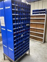 Fastenal bins with hydraulic fittings and elbows.