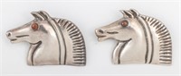 Mexican Silver Horse Pins / Brooches, Pair