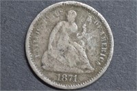 1871-S Seated Liberty Half Dime