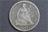1871 Seated Liberty Half Dime