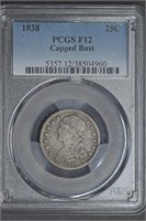 1838 Capped Bust Quarter PCGS F12