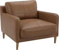 (New) Leather Living Room Accent Chair, Cognac