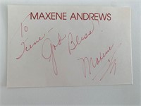 Singer and actress Maxene Andrews  signature