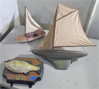2 wood sailboat toys, Big Mouth Billy Bass