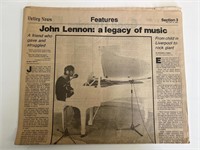 John Lennon Tribute newspaper Valley News 1980