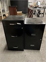 2 black filing drawers.